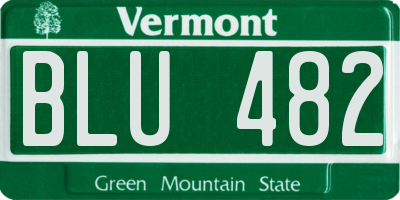 VT license plate BLU482