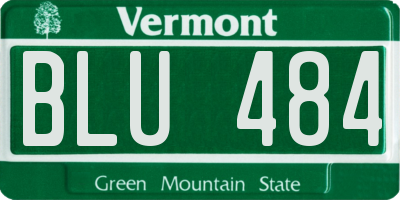 VT license plate BLU484