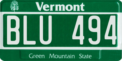 VT license plate BLU494