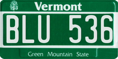 VT license plate BLU536