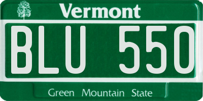 VT license plate BLU550