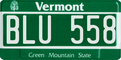 VT license plate BLU558