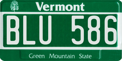 VT license plate BLU586