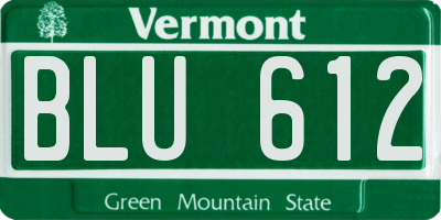 VT license plate BLU612