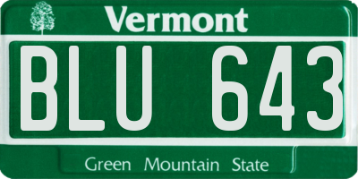 VT license plate BLU643