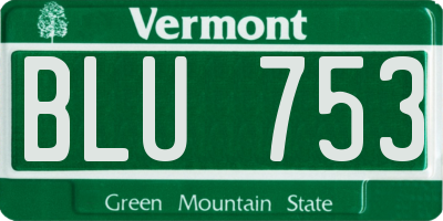 VT license plate BLU753