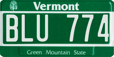 VT license plate BLU774