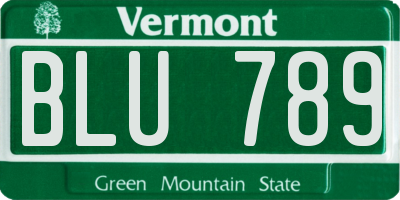 VT license plate BLU789