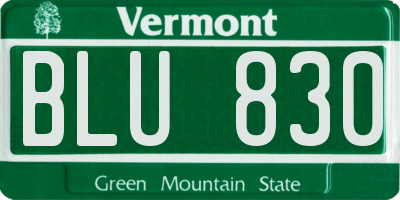 VT license plate BLU830