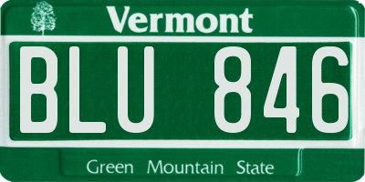 VT license plate BLU846