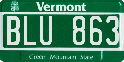 VT license plate BLU863