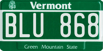 VT license plate BLU868