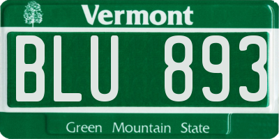 VT license plate BLU893