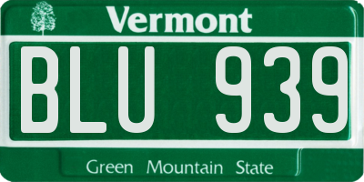 VT license plate BLU939