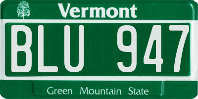 VT license plate BLU947