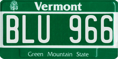 VT license plate BLU966