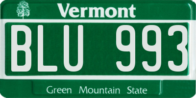 VT license plate BLU993