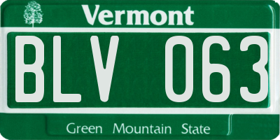 VT license plate BLV063