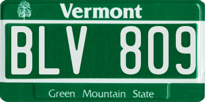VT license plate BLV809