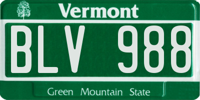VT license plate BLV988