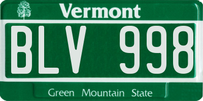 VT license plate BLV998