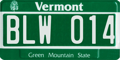 VT license plate BLW014