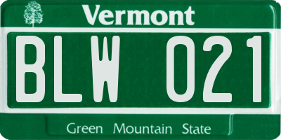 VT license plate BLW021