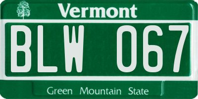 VT license plate BLW067
