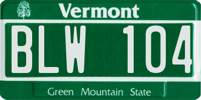 VT license plate BLW104