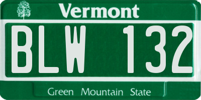 VT license plate BLW132
