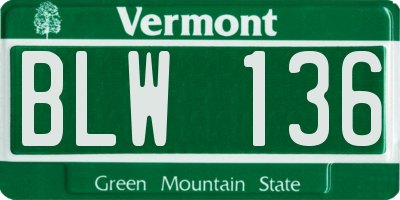 VT license plate BLW136