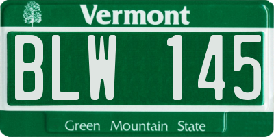VT license plate BLW145