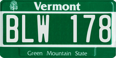 VT license plate BLW178