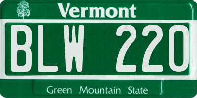 VT license plate BLW220