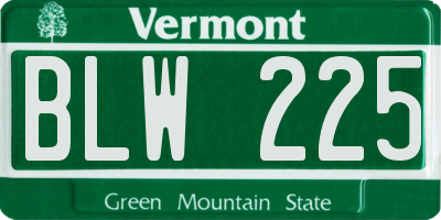 VT license plate BLW225