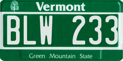 VT license plate BLW233