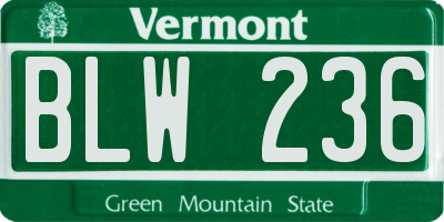 VT license plate BLW236