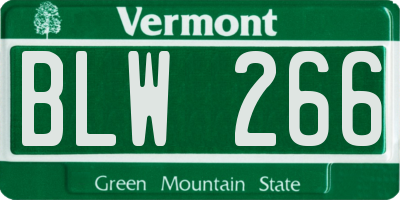 VT license plate BLW266