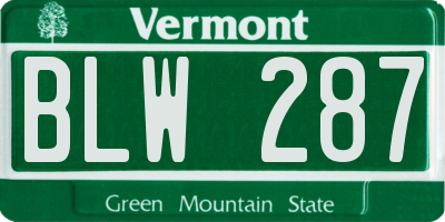 VT license plate BLW287