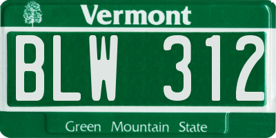 VT license plate BLW312