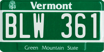 VT license plate BLW361