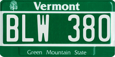 VT license plate BLW380