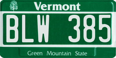 VT license plate BLW385