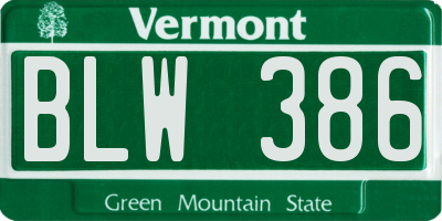 VT license plate BLW386