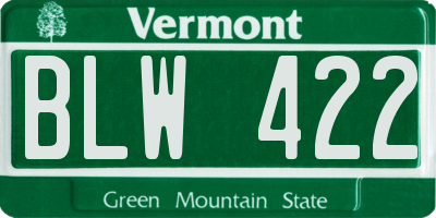 VT license plate BLW422