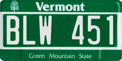 VT license plate BLW451