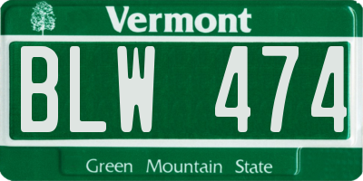 VT license plate BLW474