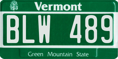 VT license plate BLW489