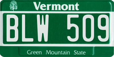 VT license plate BLW509