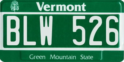 VT license plate BLW526
